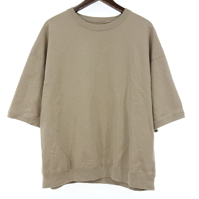 【特別価格】Sanca ハイゲージ クルーネック スウェット ハーフスリーブ Tシャツ ベージュ サイズ メンズ2