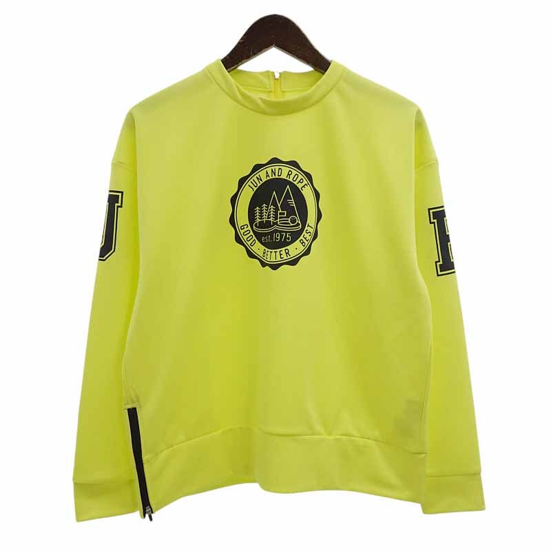 JUN AND ROPE ゴルフ バックハーフジップ モックネック ストレッチ 長袖 シャツ イエロー サイズ レディースL