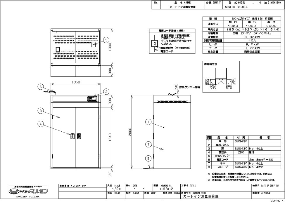  для бизнеса / новый товар Maruzen Cart in дезинфекция шкаф для хранения MSHC-30SE ширина 1350× глубина 1000× высота 2000(mm) трехфазный 200V доставка отдельно . предварительный расчет 