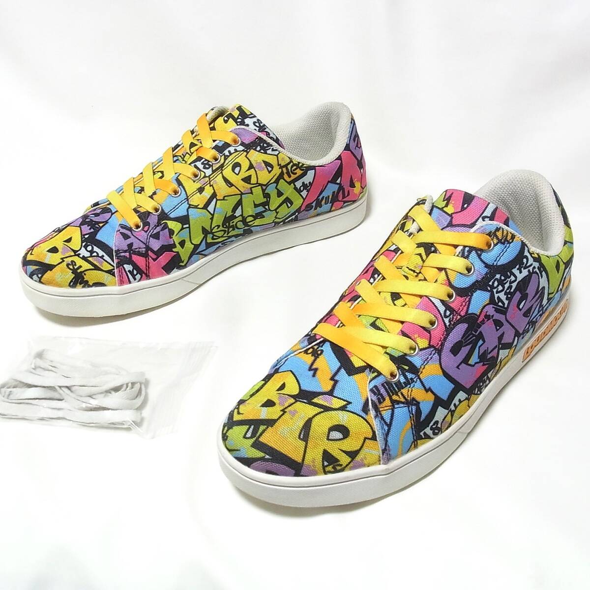 ラウドマウス LOUDMOUTH 総柄 スパイクレス ゴルフシューズ 表示27.5cm/実履き26.5cm幅広◎洗浄済◎ゴム紐カスタム スニーカー
