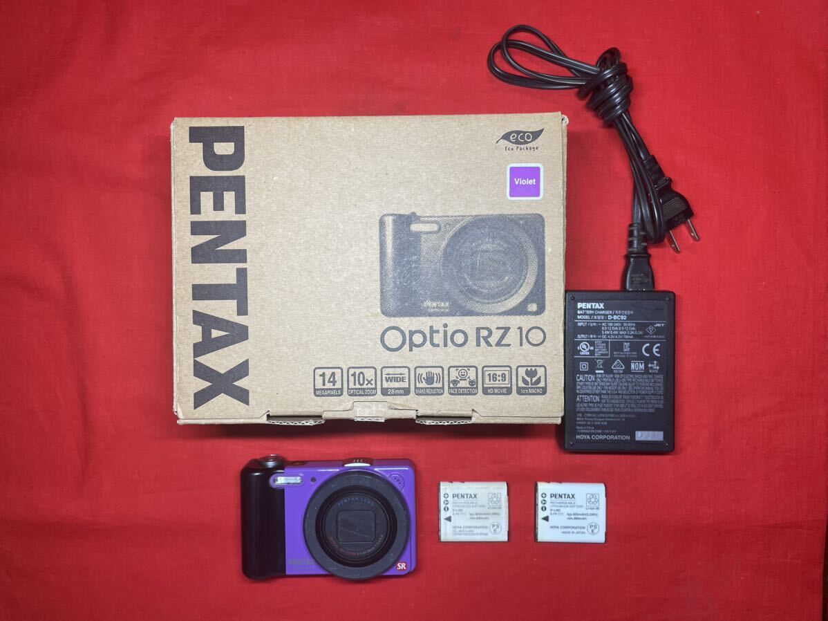 【デジカメ】PENTAX ペンタックス Optio RZ10 バッテリー2点 元箱 デジタルカメラ コンパクトデジタルカメラ 通電確認済み 中古品 現状品 