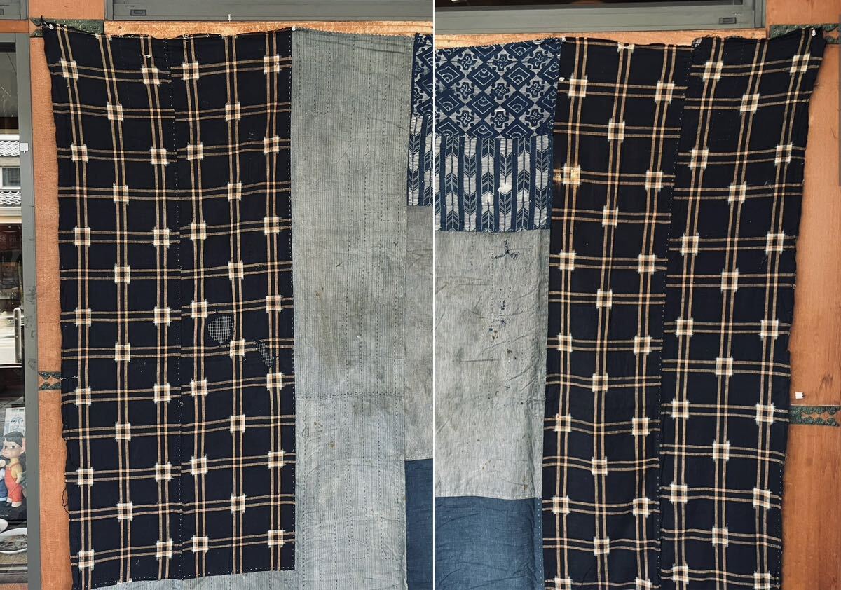 襤褸 本物 古布 大判 ② 寄せ布 襤褸古い藍染の古布大判サイズ