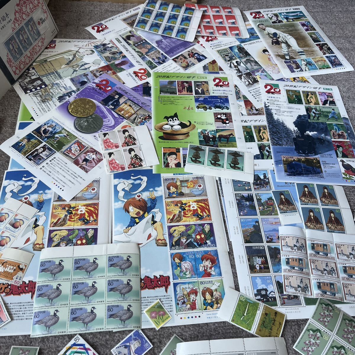 日本切手！未使用まとめて！20世紀デザイン切手他！バラ切手！収入印紙！自宅保管品！現状品にて！