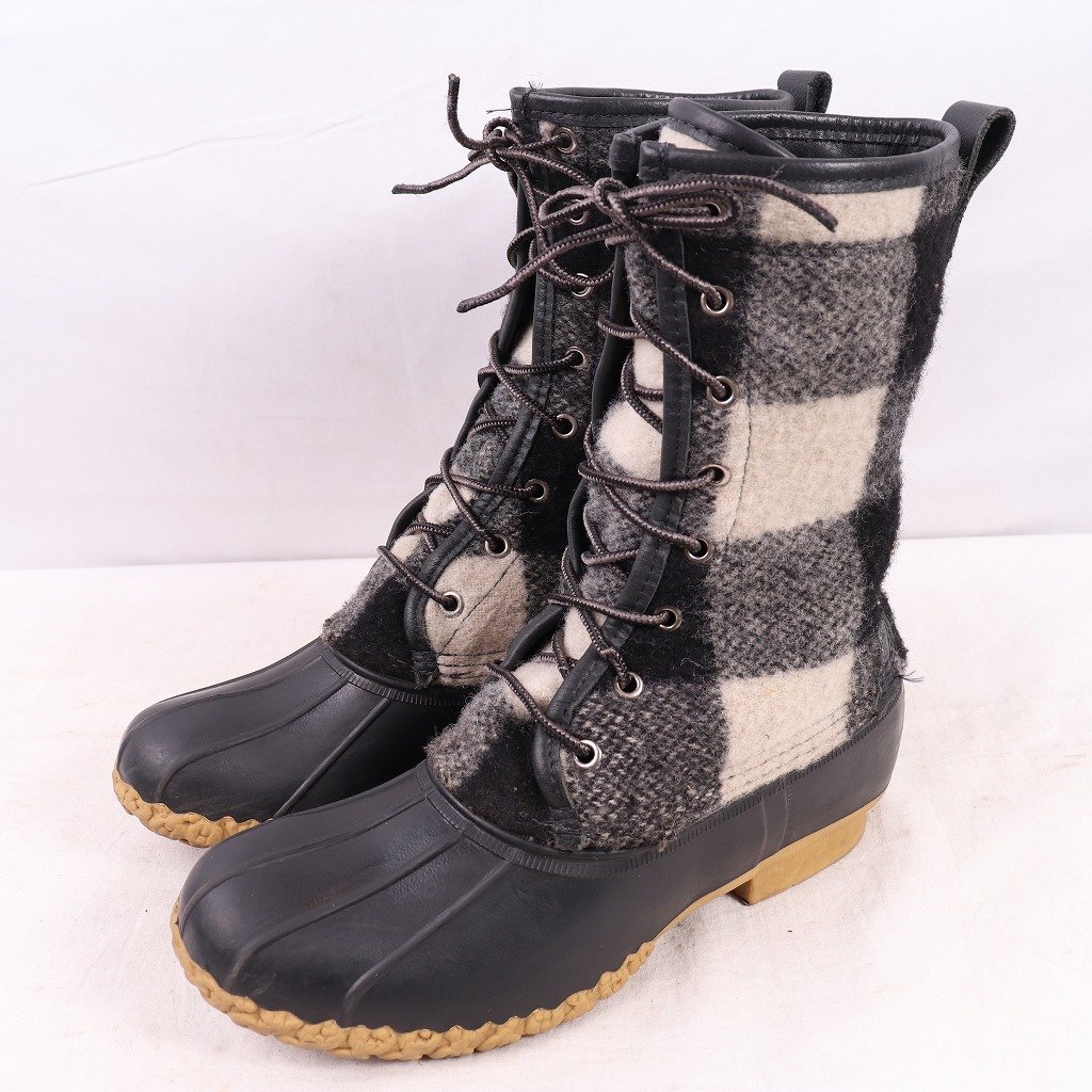 格安SALEスタート! 8 ウィメンズ ビーンブーツ M/~24.5cm bb1002 中古 ガムシュー メンズ レディース L.L.Bean USA製 LLビーン アメリカ製 チェック ウール 位 女性用