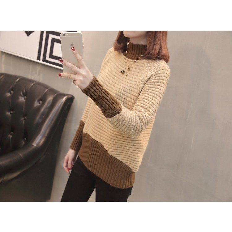  knitted sweater lady's 40 fee autumn winter knitted color scheme high‐necked knitted sweater lady's 40 fee autumn winter knitted so- thick long sleeve color scheme ZCL1560