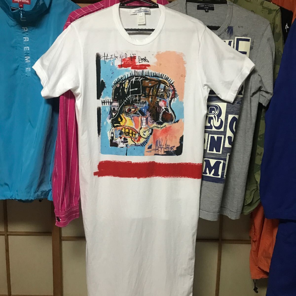 COMME des GARCONS SHIRT バスキア　半袖Tシャツ Jean Michel Basquiat Tシャツ コムデギャルソン　シャツ　ロングTシャツ 美品　18AW