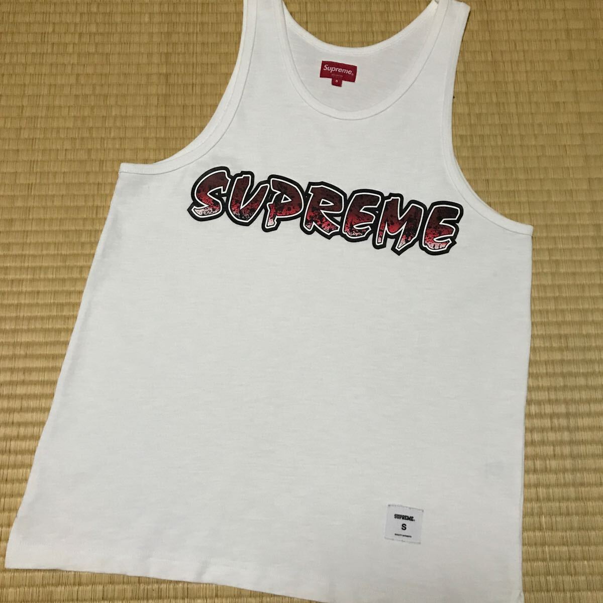 Supreme Splatter Tank Top シュプリーム スプラッター　ロゴ タンクトップ ノースリーブ　トップス　Logo 18SS ホワイト　美品　希少