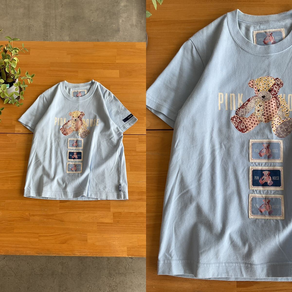 PINKHOUSE ピンクハウス くまさんロゴプリントTシャツ ワッペン PINKHOUSE ピンクハウス くまさんロゴプリントTシャツ ワッペン