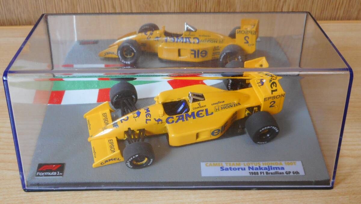 《中嶋悟仕様・CAMEL仕様・背面ミラー・スリックタイヤ仕様》1/43 ロータス 100T #11 1987 ブラジルGP6位 【デアゴスティーニ】ホンダ