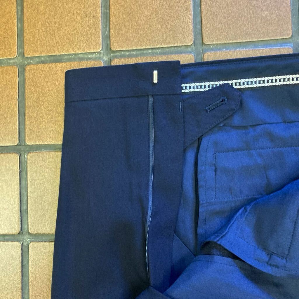 { new goods } all season business slacks size 76cm 2 tuck wool 100% made in Japan hi The present attaching slacks top class pants dark blue plain navy 