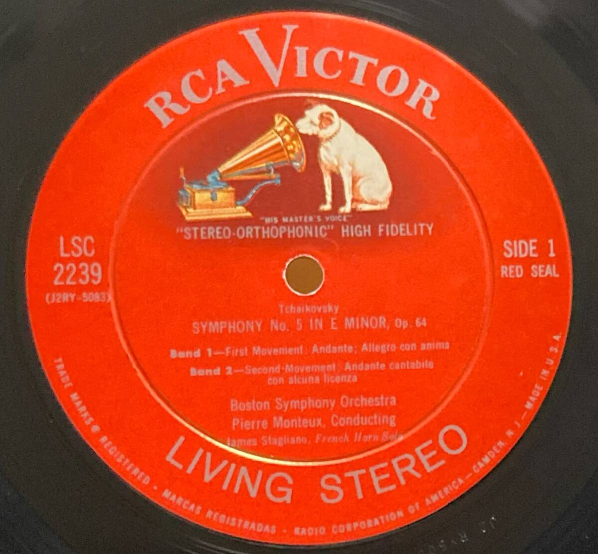  рис RCA LSC2239*mon палец на ноге { коричневый ikof лыжи : симфония no. 5 номер } Boston .*[ первый . запись ] американский Press оригинал . собака очень редкий супер высококачественный звук 