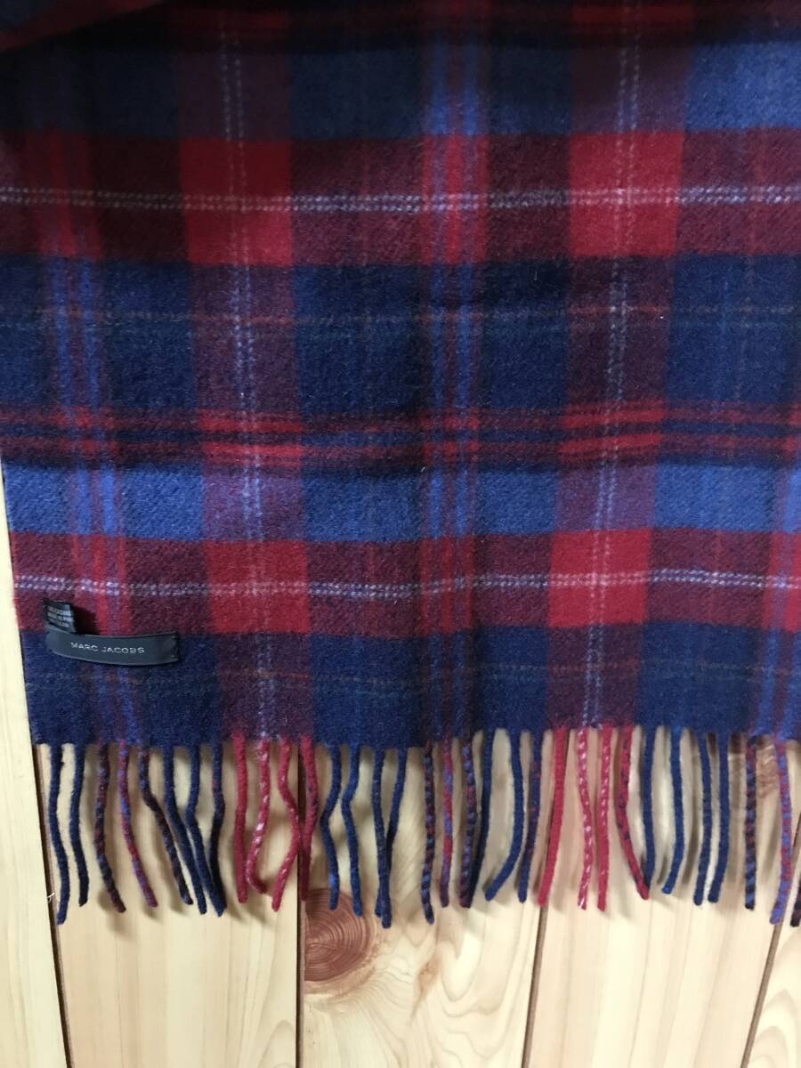 MARC JACOBS マークジェイコブス カシミア マフラー 中古 レッド ネイビー 