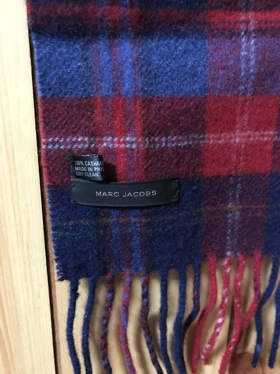 MARC JACOBS マークジェイコブス カシミア マフラー 中古 レッド ネイビー 