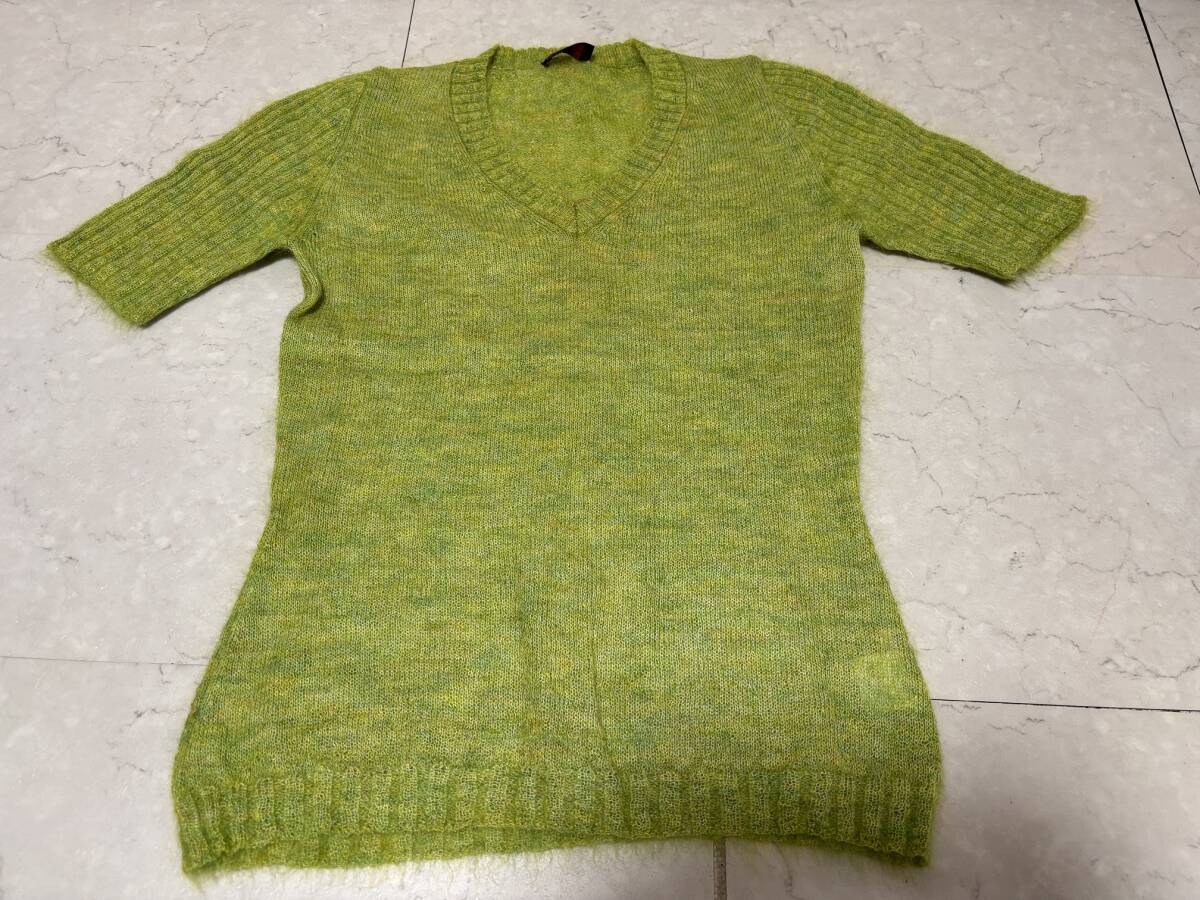 d2468◆オールドイングランド OLD ENGLANDモヘア半袖セーター36グリーン◆美品