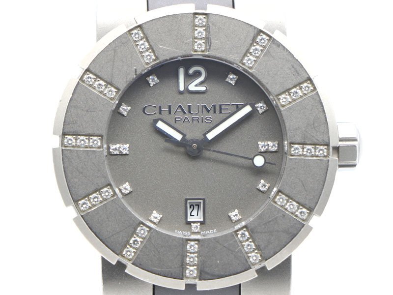 【 ショーメ CHAUMET 】腕時計 クラス・ワン チタンディープ ルミエール 622E TI/ラバー ダイヤベゼル クォーツ 箱 ボーイズ □新着 4640-0