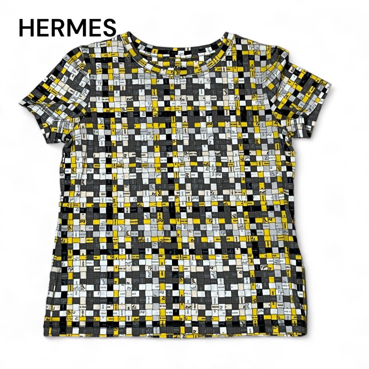 HERMES エルメス ボルディックチェック Tシャツ 38 Bibian 比比昂- HERMES エルメスボルディックチェックTシャツ38