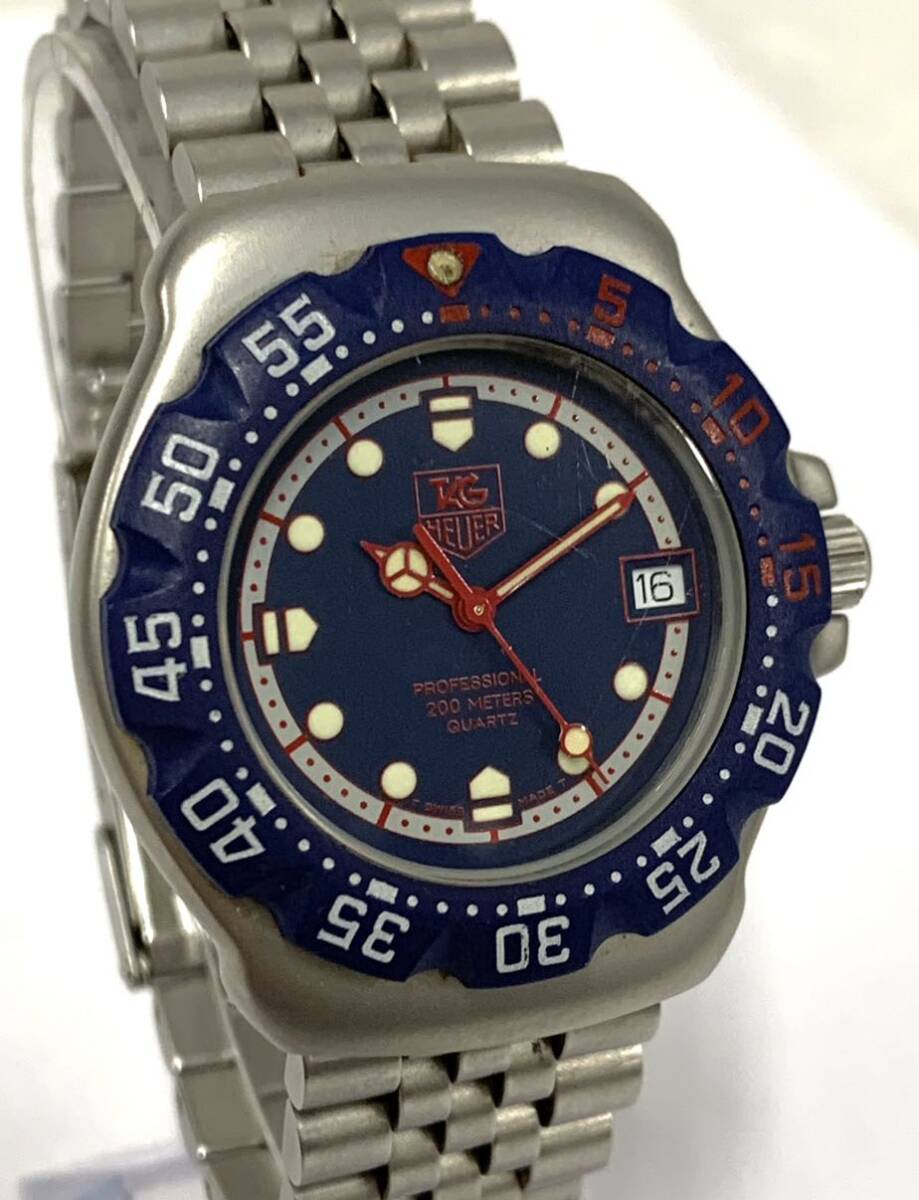 動作未確認 TAG HEUER タグホイヤー 370.513 ブルーカラー系 クオーツ プロフェッショナル 腕時計 現状品 カ4