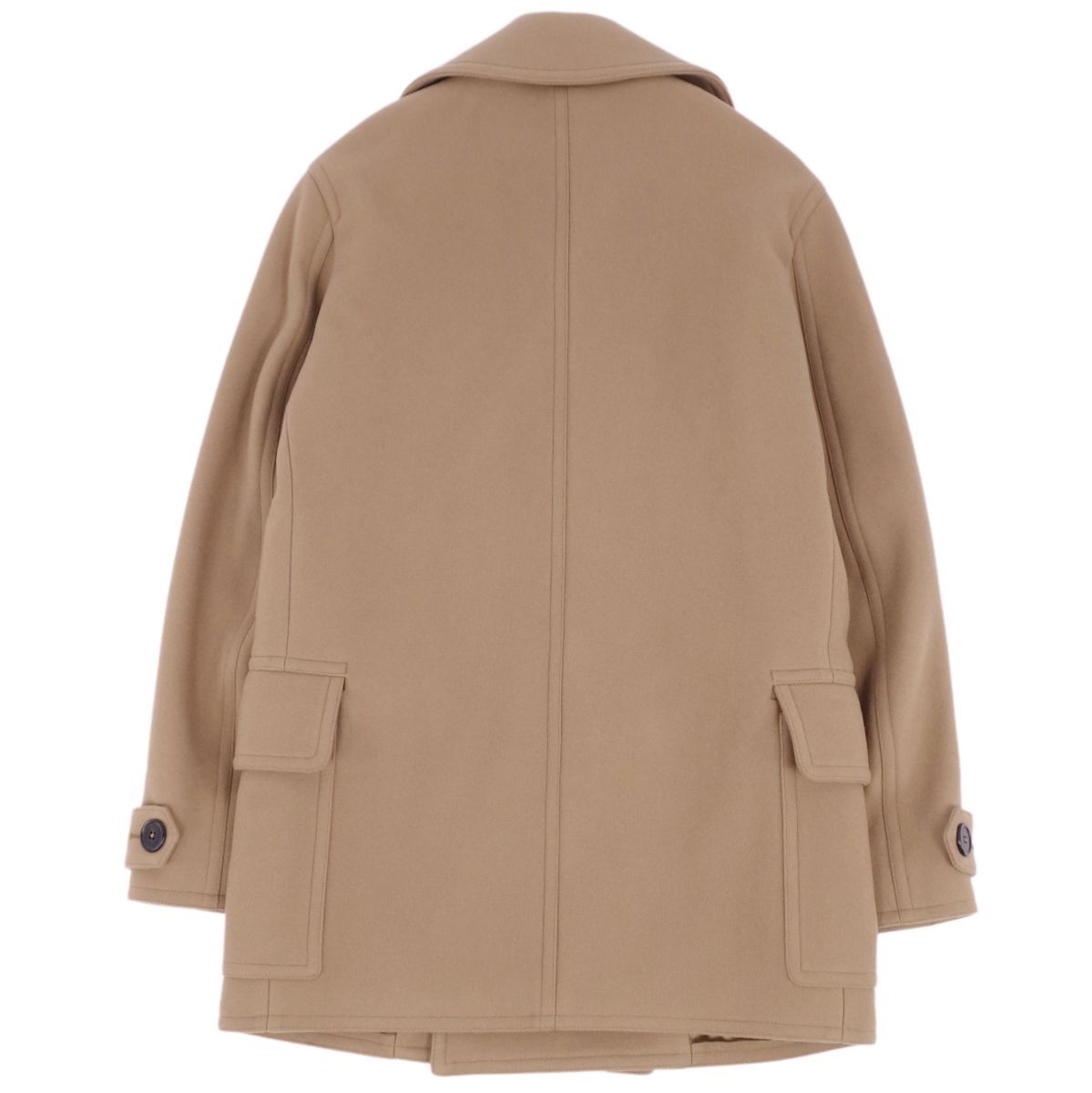 極美品 エルメス HERMES 20AW コート ピーコート ダブルブレスト ウール ラムレザー アウター メンズ 46 ブラウン cf06od-rm05f10566