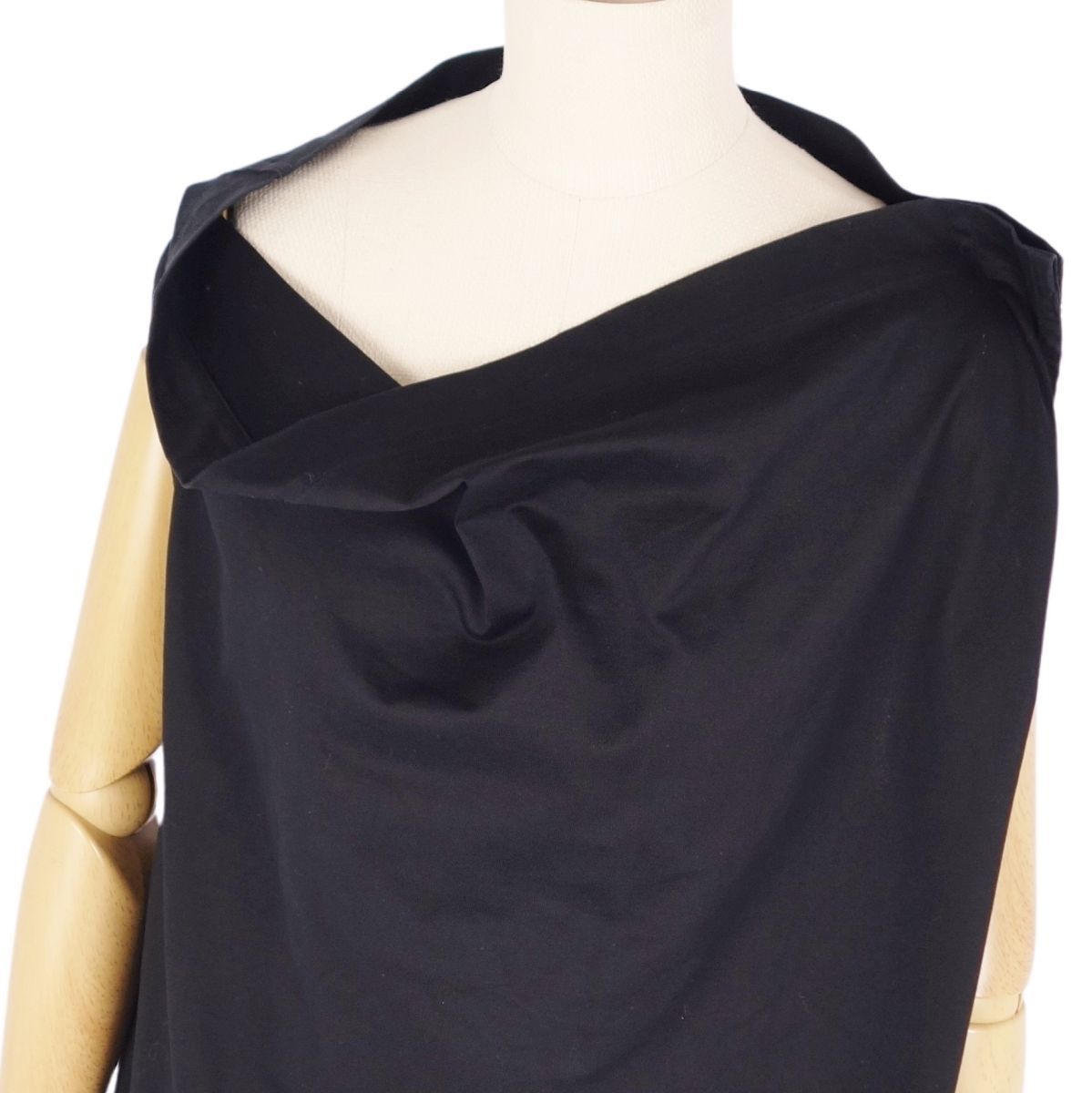 美品 イッセイミヤケ ISSEY MIYAKE シャツ ブラウス ノースリーブ 無地 コットン 変形 トップス レディース 2(M相当) 黒 cf09ol-rm05r07198_画像4