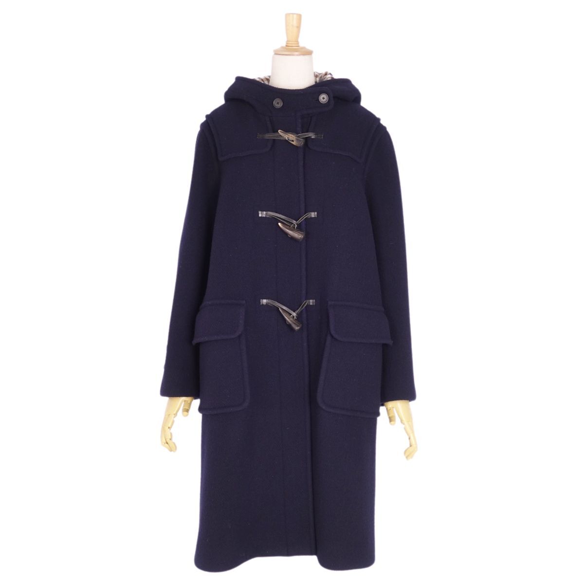 美品 アクアスキュータム Aquascutum LONDON コート ダッフルコート フード フーディー ウール アウター レディース 10 cf04mn-rm11f09641