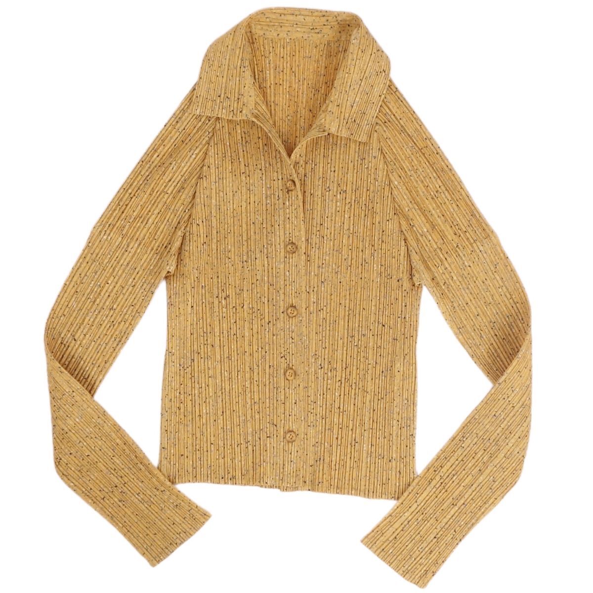美品 プリーツプリーズ イッセイミヤケ PLEATS PLEASE シャツ ブラウス ロングスリーブ プリーツ トップス レディース 3 cf03db-rm05r06652