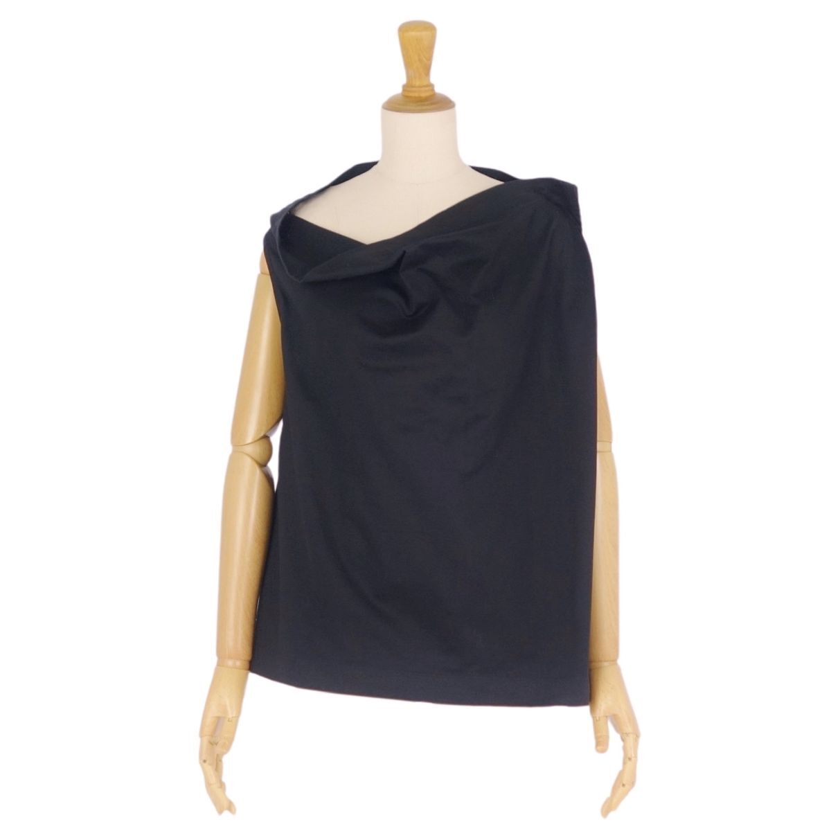 美品 イッセイミヤケ ISSEY MIYAKE シャツ ブラウス ノースリーブ 無地 コットン 変形 トップス レディース 2(M相当) 黒 cf09ol-rm05r07198_画像3