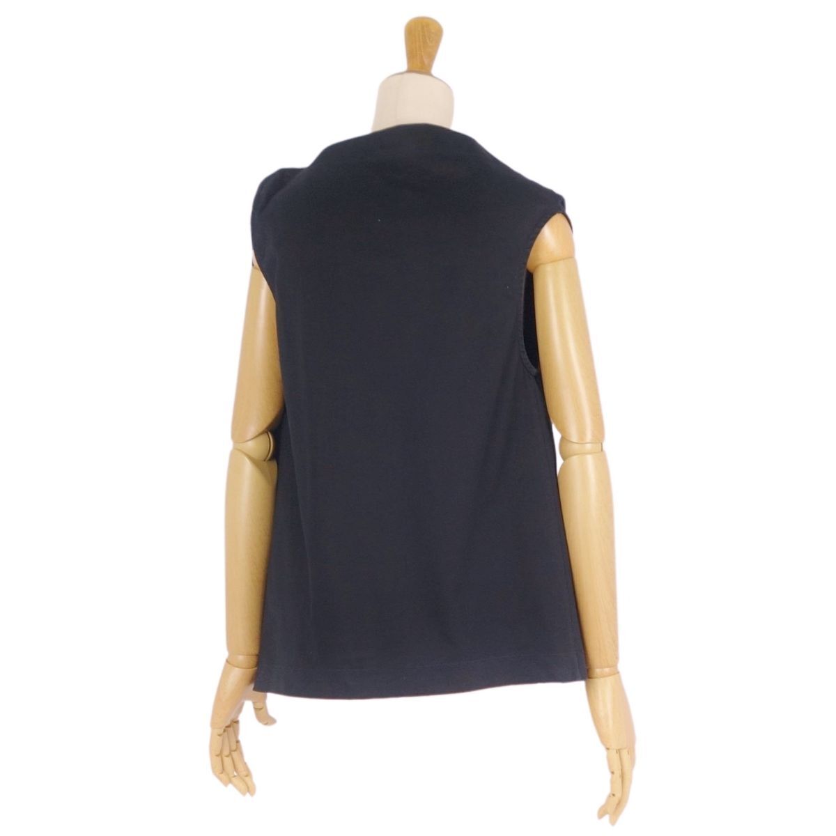 美品 イッセイミヤケ ISSEY MIYAKE シャツ ブラウス ノースリーブ 無地 コットン 変形 トップス レディース 2(M相当) 黒 cf09ol-rm05r07198_画像6