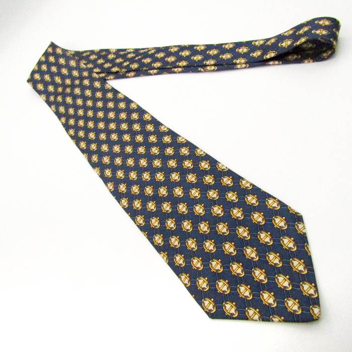  Lancel brand necktie total pattern dot .. pattern silk France made PO men's navy LANCEL