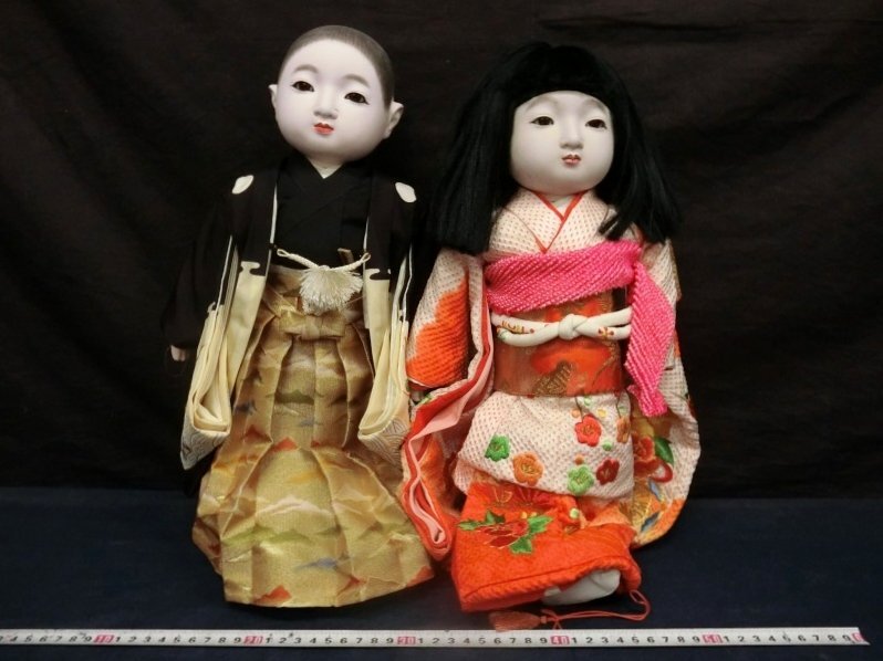 L1852 日本人形 市松人形 日本伝統工芸品 二体 男の子 女の子