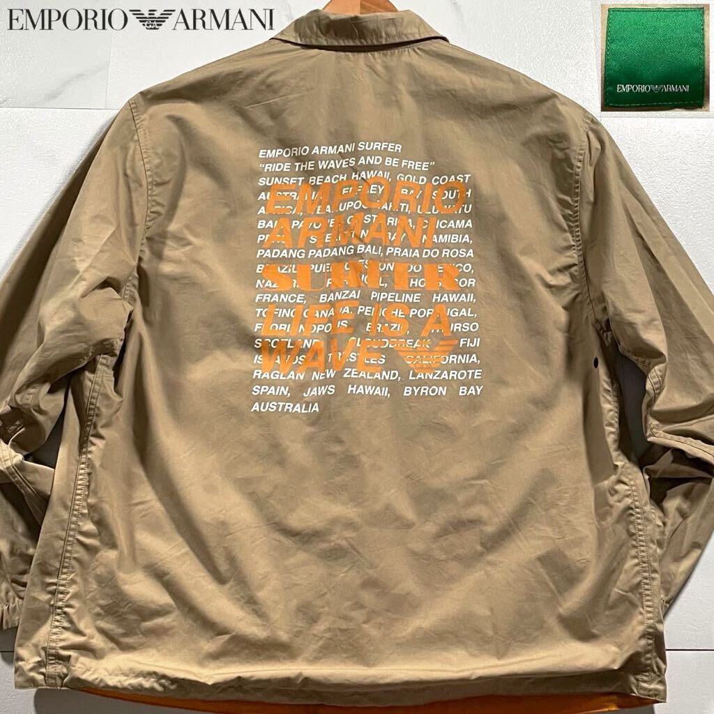 美品/3Lサイズ●現行 エンポリオ アルマーニ 2way リバーシブル ナイロン コーチジャケット ブルゾン EMPORIO ARMANI イーグルロゴ XXL 52