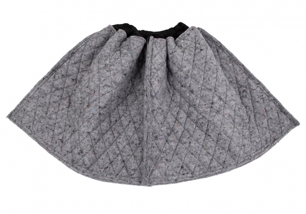 コムデギャルソンCOMME des GARCONS キルティングミックスフェルト切替スカート グレーXS 【レディース】