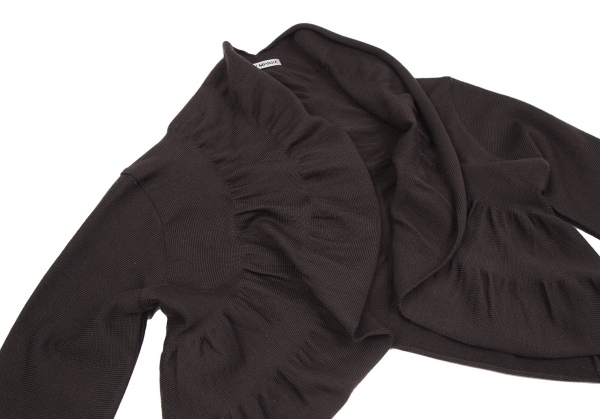 イッセイミヤケISSEY MIYAKE ウールシルクサークルニットボレロ 茶2 【レディース】