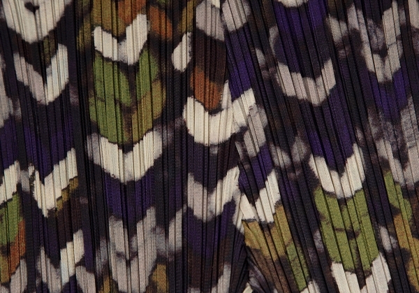 プリーツプリーズPLEATS PLEASE ミックスニットプリントプリーツパンツ 紫クリーム緑2 【レディース】