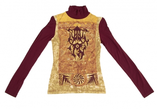 ジャンポールゴルチエ ファムJean Paul GAULTIER FEMME トライバルプリントハイネックカットソー 黃ボルドーM 【レディース】