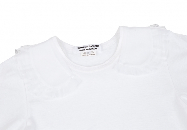 コムコム コムデギャルソンCOMME des GARCONS フリルラウンドカラー貼り付けTシャツ 白SS 【レディース】