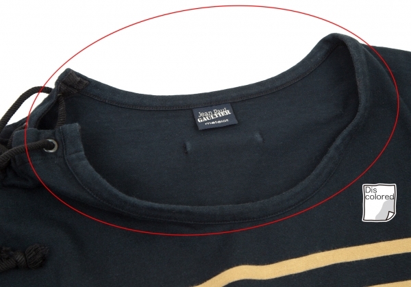 ジャンポールゴルチエ マリンボーダー肩編み上げウエストコードTシャツワンピース 紺ベージュS 【レディース】_画像5