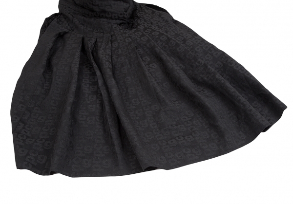 コムデギャルソンCOMME des GARCONS CDG柄斷ち切りスクエアデザインプリーツワンピース 黒S 【レディース】