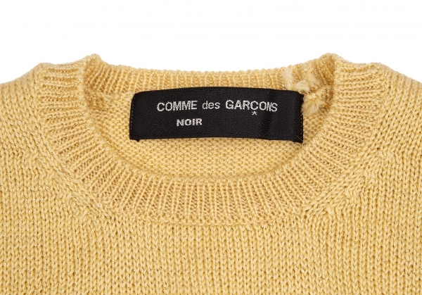 コムデギャルソンノアールCOMME des GARCONS NOIR アクリルウールラメ半袖ニット 黃ゴールドS位 【レディース】