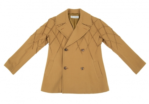 イッセイミヤケISSEY MIYAKE ウールナイロンダイヤカットデザインジャケット マスタード2 【レディース】