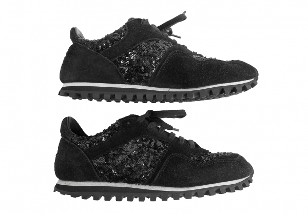 コムコム コムデギャルソン スパルウォート スパンコールスウェードスニーカー 黒38(24.5位) 【レディース】