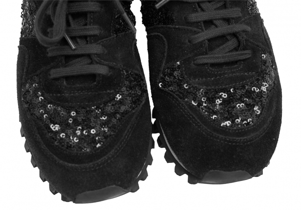 コムコム コムデギャルソン スパルウォート スパンコールスウェードスニーカー 黒38(24.5位) 【レディース】