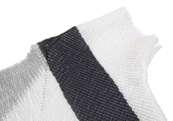 イッセイミヤケISSEY MIYAKE ラインプリントプリーツトップス 白黒2 【レディース】