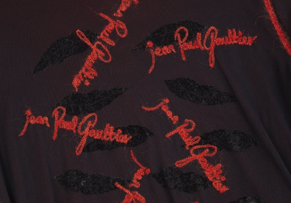  Jean-Paul Gaultier fam энергия сеть Layered ta-toru шея cut and sewn чёрный красный 40 [ женский ]