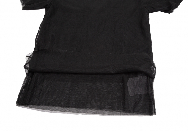 ローブドシャンブル コムデギャルソン 制品染めメッシュレイヤードTシャツ 黒M位 【レディース】