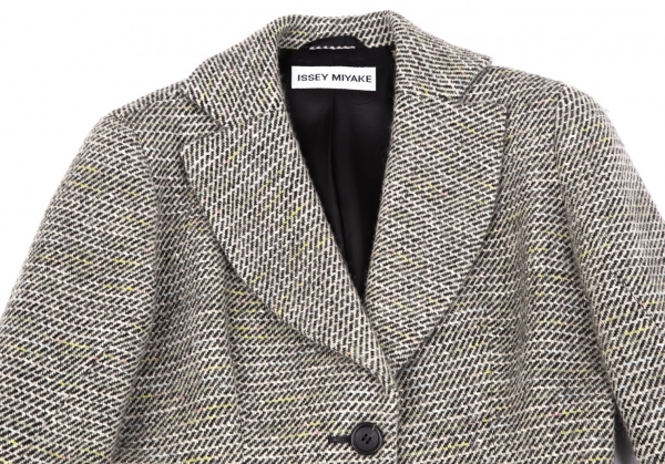 イッセイミヤケISSEY MIYAKE ミックスツイードワイドカラージャケット 黒アイボリー他3 【レディース】