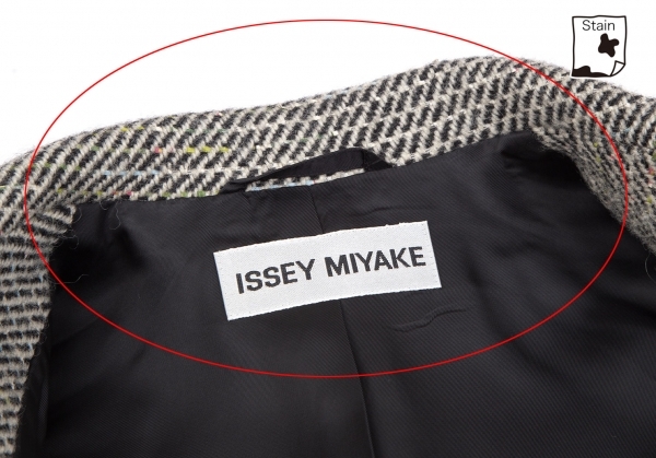 イッセイミヤケISSEY MIYAKE ミックスツイードワイドカラージャケット 黒アイボリー他3 【レディース】