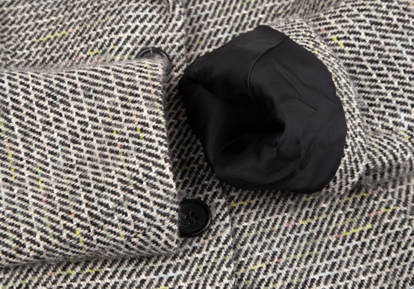 イッセイミヤケISSEY MIYAKE ミックスツイードワイドカラージャケット 黒アイボリー他3 【レディース】