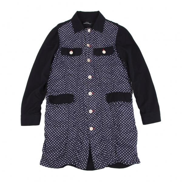 トリココムデギャルソンtricot COMME des GARCONS 制品洗いフロントドット切替ジャケット 紺白S 【レディース】