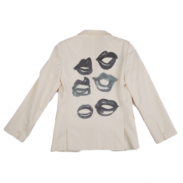 コムデギャルソンCOMME des GARCONS バックリッププリント1Bジャケット 白S 【レディース】