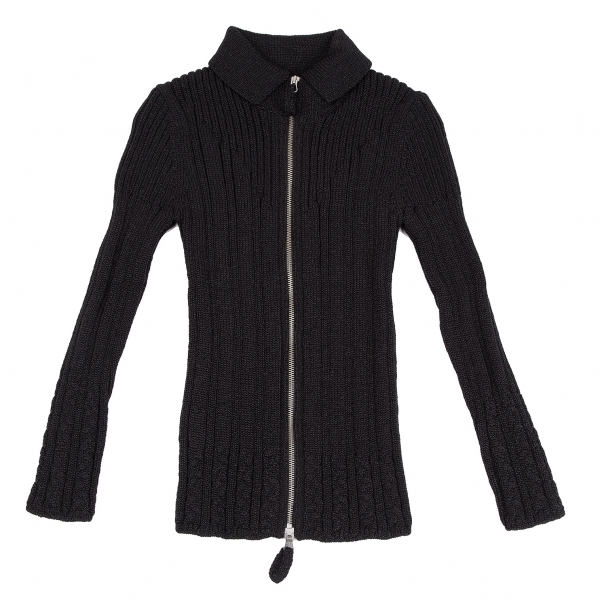 ジャンポールゴルチエ ファムJean Paul GAULTIER FEMME ラメナイロンジップドライバーズニット 黒40 【レディース】